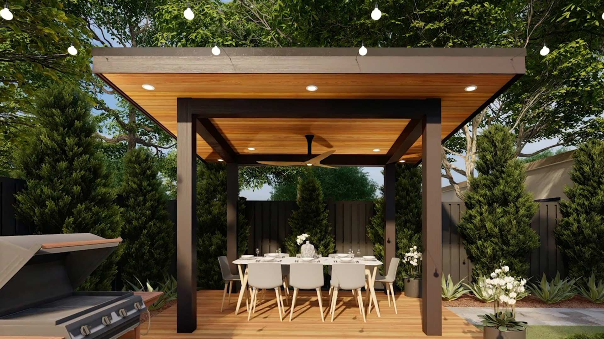 Gazebo moderno in ferro e legno